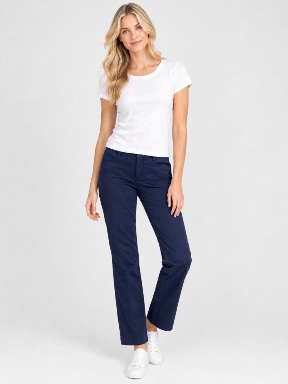 2/$30 Lands' End Petite Mid Rise Ankle Trouser Navy 10P #A4997
